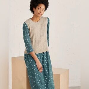 Seasalt Dove Tail Vest Birch Sz 6 US Scalloped Bottom Wool Blend